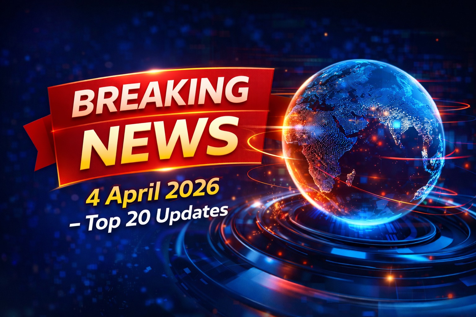 Top 20 news headlines in India on 4 April 2026 covering politics, IPL, heatwave, cybersecurity and technology updates